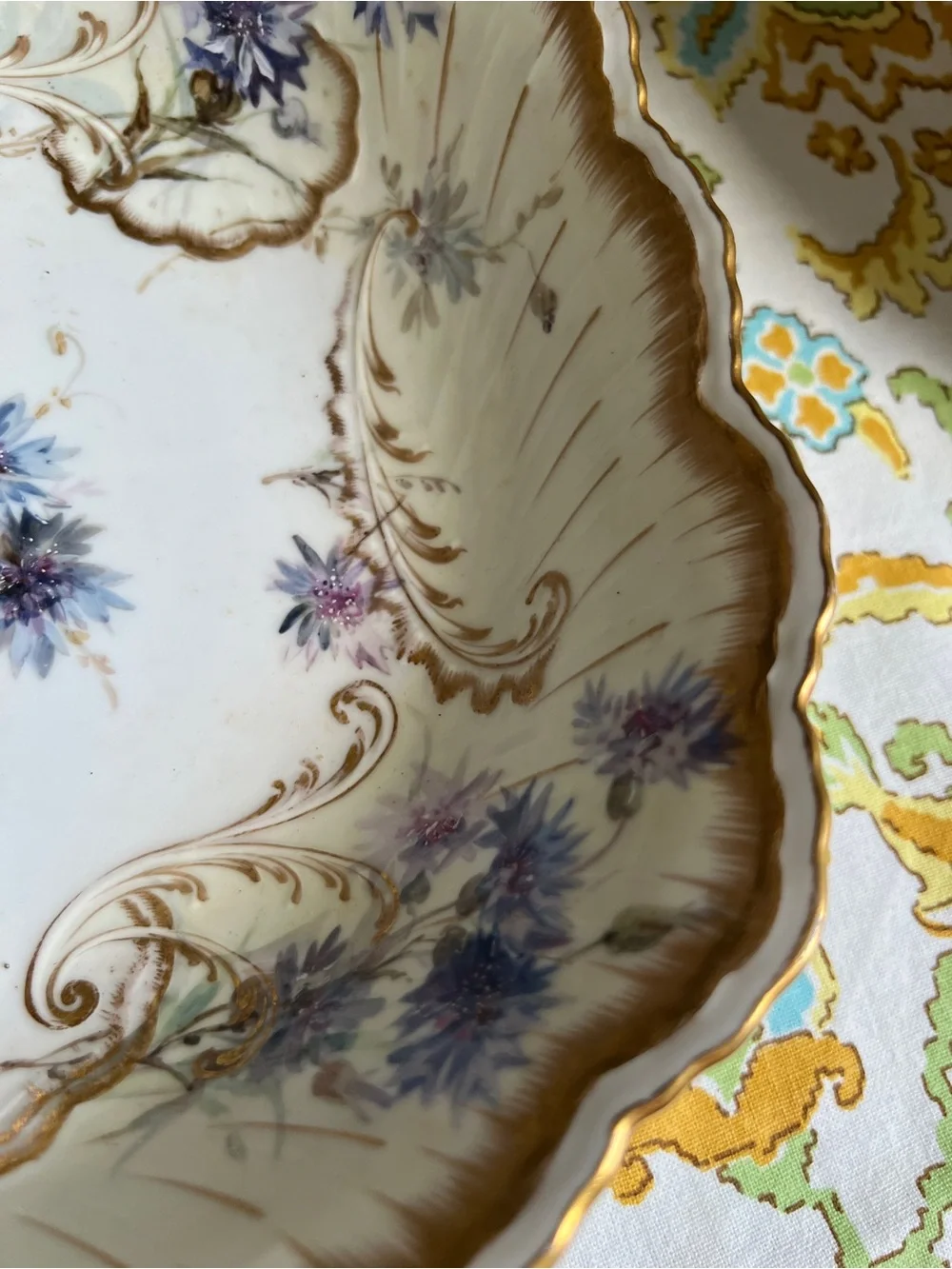 Vintage Porcelain Nymphenburg Scalloped Floral Decorative Bowl
